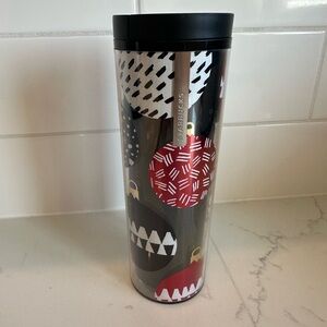 Starbucks Tumbler with Red and Black Ornament Design